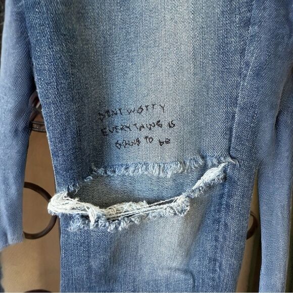 Mother jeans looker RARE Mother Looker Jeans w/ custom embroidered message 27. - Picture 4 of 11